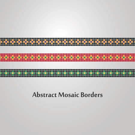 Abstract Colorful Mosaic Border Designs  Different Decoration Elementsのイラスト素材
