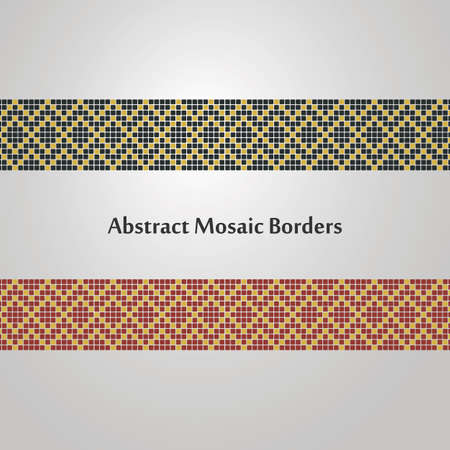 Abstract Colorful Mosaic Border Designs  Different Decoration Elementsのイラスト素材