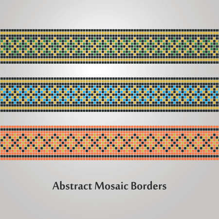 Abstract Colorful Mosaic Border Designs  Different Decoration Elementsのイラスト素材