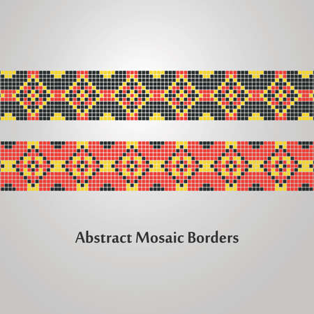 Abstract Colorful Mosaic Border Designs  Different Decoration Elementsのイラスト素材