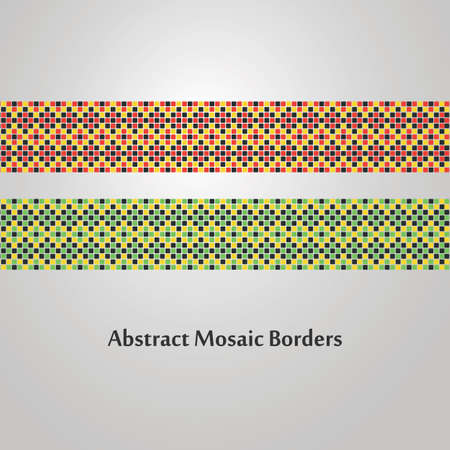 Abstract Colorful Mosaic Border Designs  Different Decoration Elementsのイラスト素材