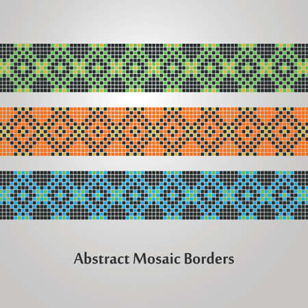 Abstract Colorful Mosaic Border Designs  Different Decoration Elementsのイラスト素材