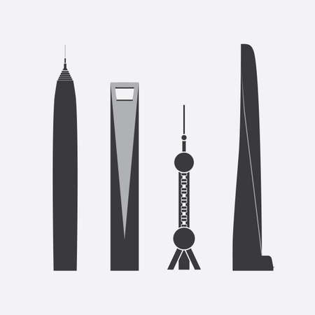 Collection of Icons of Four Towers and Skyscrapersのイラスト素材