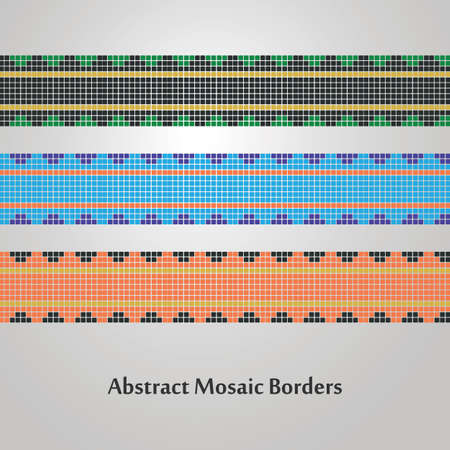 Abstract Colorful Mosaic Border Designs  Different Decoration Elementsのイラスト素材