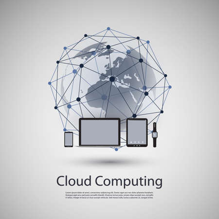 Cloud Computing or Global Network Concept Design with Different Kinds of Mobile Devices