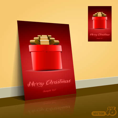 Red Gift Box for Christmas  Flyer Or Cover Designのイラスト素材