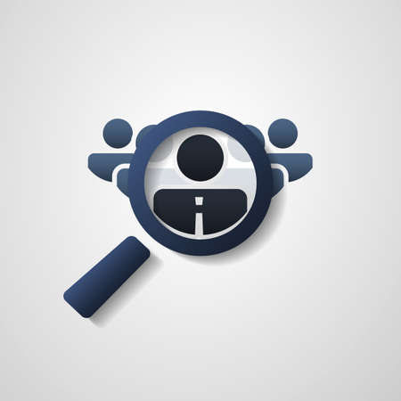 Human Resources  Personal Audit  Headhunter Symbol Design with Magnifying Iconのイラスト素材