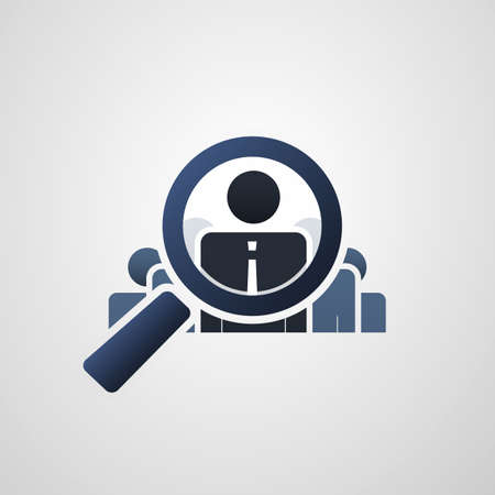 Human Resources  Personal Audit  Headhunter Symbol Design with Magnifying Iconのイラスト素材