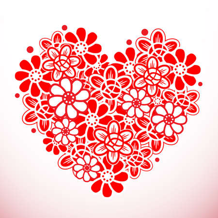 Heart Made from Flowersのイラスト素材