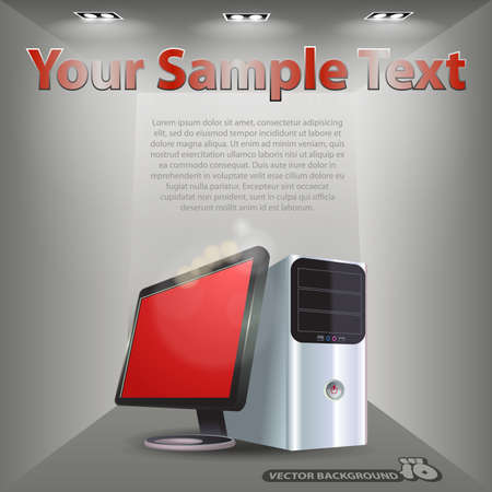 Desktop PC in an Empty Roomのイラスト素材