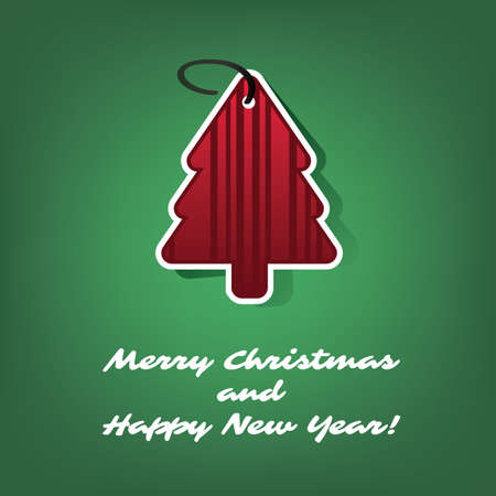 Christmas Card or Cover Template Design with Red Paper Cut Tree Shapeのイラスト素材