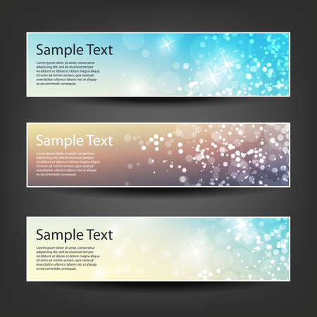 Horizontal Header, Banner Set for Christmas, New Year or Other Holidays, Cover or Background Designs - Colors: Brown, Blue, Whiteのイラスト素材