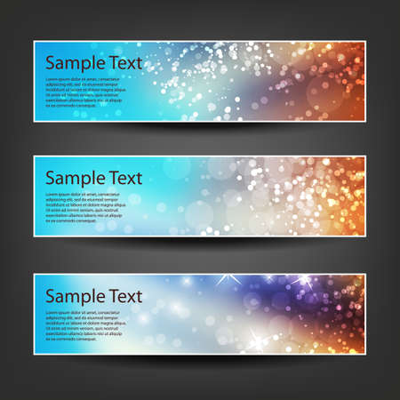 Set of Horizontal Banner or Header Background Designs - Colors: Blue, Brown, White - For Party, Christmas, New Year or Other Holidays, Ad Templatesのイラスト素材