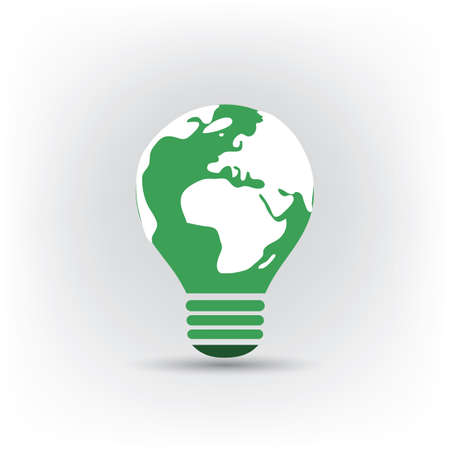Bulb Design With Earth Globe, World Map - Eco Friendly Electricityのイラスト素材