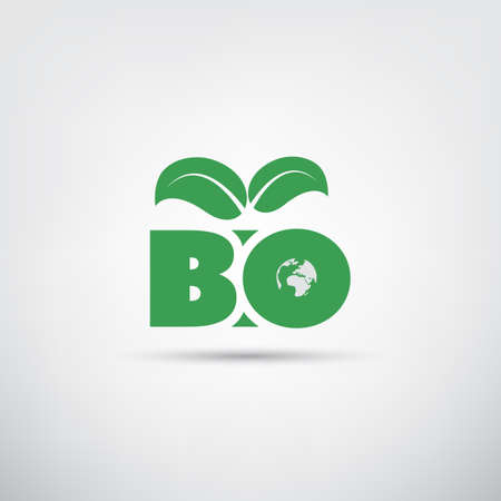 Bio Label with Green Leavesのイラスト素材