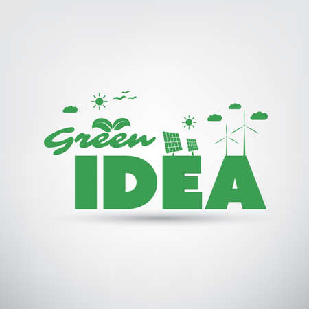 Green Idea Label with Eco Iconsのイラスト素材