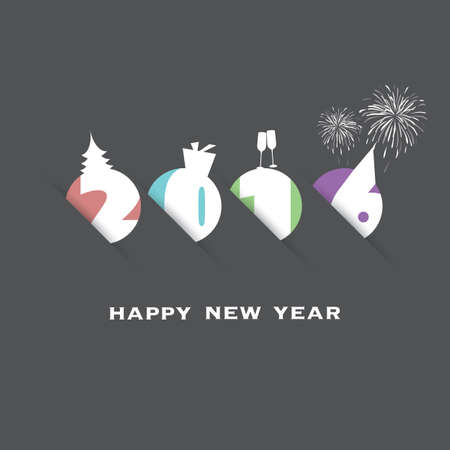 Simple New Year Card, Cover or Background Design Template With Holiday Icons - 2016のイラスト素材