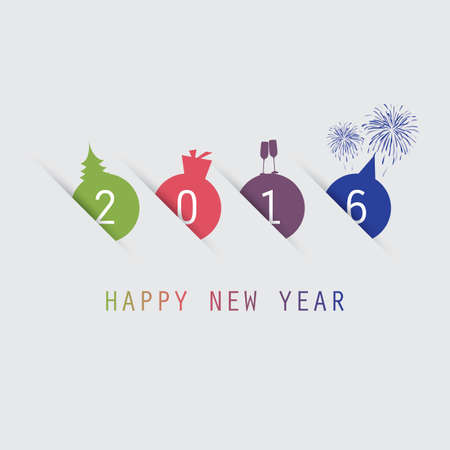 Simple Colorful New Year Card, Cover or Background Design Template - 2016のイラスト素材
