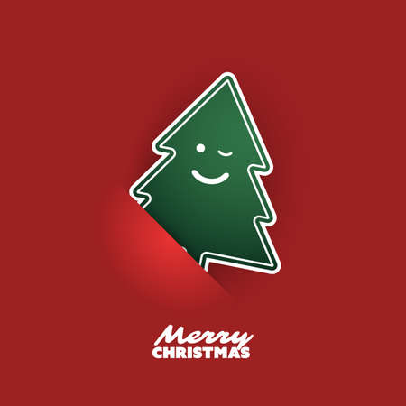 Christmas Flyer or Cover Design With Christmas Tree And Red Backgroundのイラスト素材