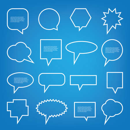Collection of Blank Empty Speech And Thought Bubble Vector Designs With Sample Textのイラスト素材