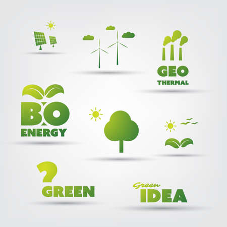 Eco Icon Set with Labelsのイラスト素材