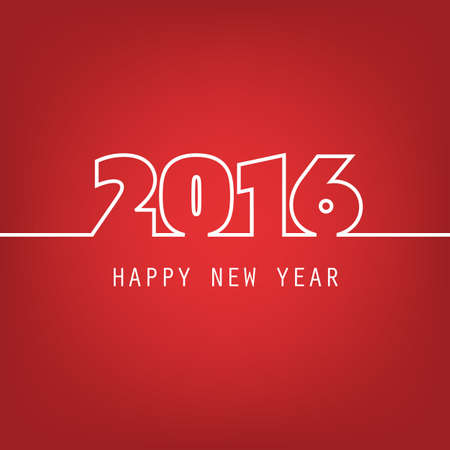 Simple White And Red New Year Card, Cover or Background Design Template With - 2016のイラスト素材