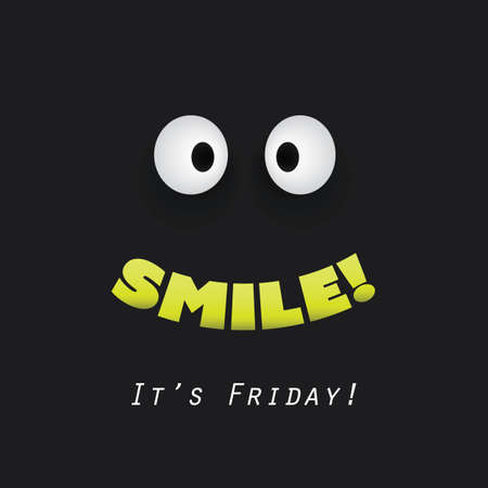 Smile! It's Friday! - Weekend is Coming Background Design Concept With Funny Faceのイラスト素材