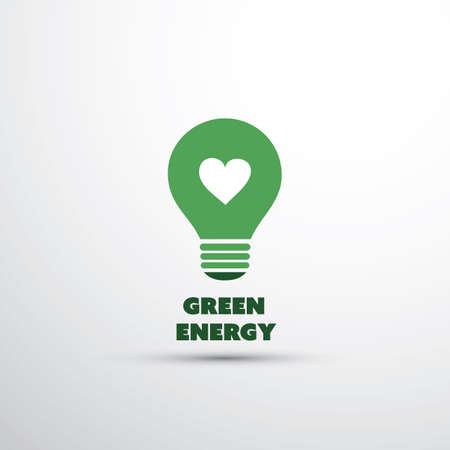 Green Energy Concept Design With Light Bulb And Heartのイラスト素材