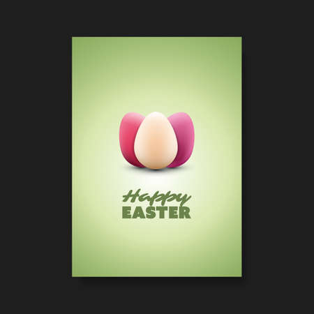 Easter Greeting Card,  Cover Background Template Design With Three Easter Eggsのイラスト素材