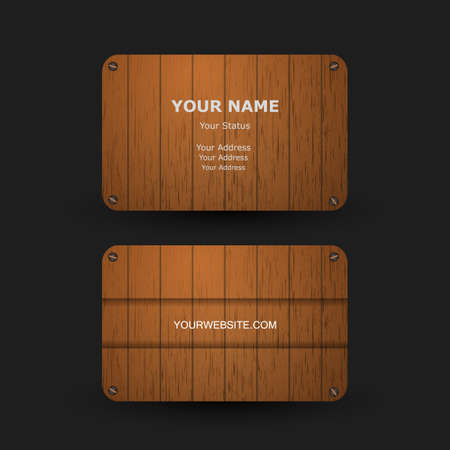Business Card Template with Wooden Backgroundのイラスト素材