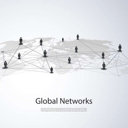 Networks - Global Business Connections - Social Media Concept Designのイラスト素材