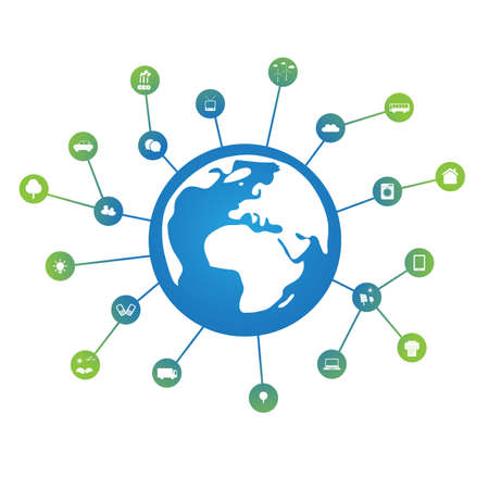 Eco Friendly Technology, Worldwide Connections, Networks - Design Conceptのイラスト素材