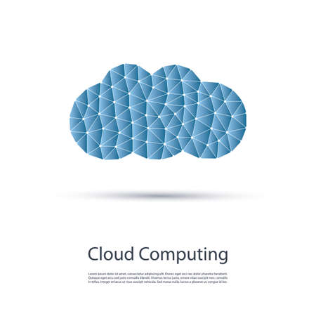 Blue Minimal Cloud Computing, Networks Structure, Telecommunications Concept Design With Cloud Shaped Connection Meshのイラスト素材