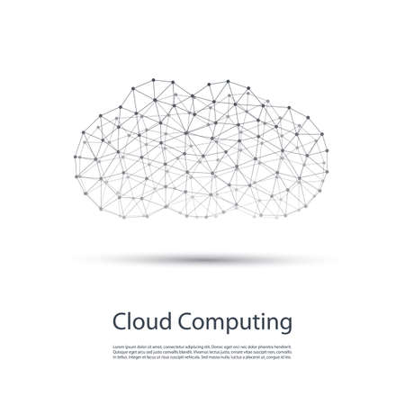 Black and White Minimal Cloud Computing, Networks Structure, Telecommunications Concept Design With Wireframeのイラスト素材