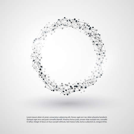 Abstract Cloud Computing and Global Network Connections Concept Design with Transparent Geometric Mesh, Wireframe Ringのイラスト素材