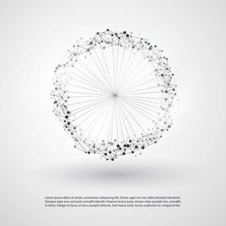 Abstract Cloud Computing and Global Network Connections Concept Design with Transparent Geometric Mesh, Wireframe Ringのイラスト素材