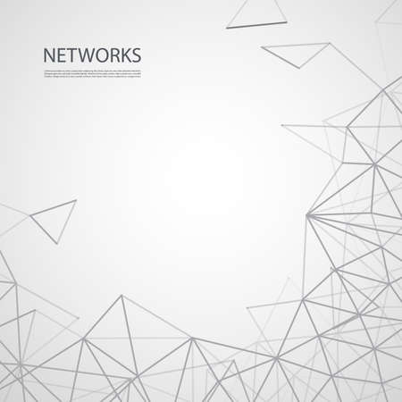Networks, Connections Concept - Black and White Geometric Mesh, Vector Backgroundのイラスト素材
