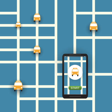 Taxi Ordering Mobile Application, Service Concept Designのイラスト素材