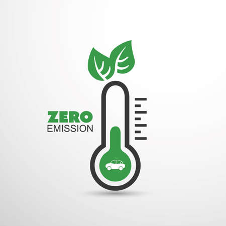 Zero Emission - Global Warming, Ecological Problems And Solutions - Thermometer Icon Designのイラスト素材
