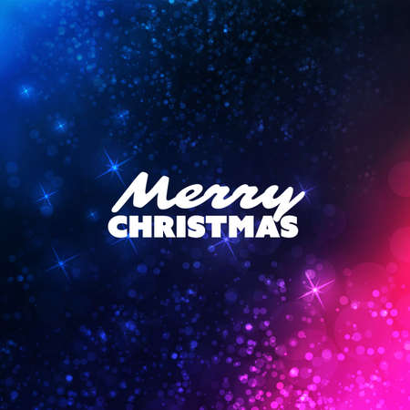 Colorful Happy Holidays, Merry Christmas Greeting Card With Label on a Sparkling Blurred Backgroundのイラスト素材