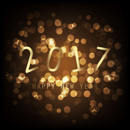 Best Wishes - Gold Abstract Modern Style Happy New Year Greeting Card, Cover or Background, Creative Design Template - 2017のイラスト素材