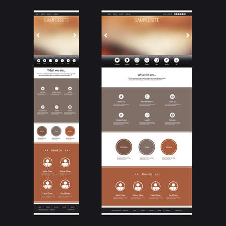Responsive One Page Website Template with Blurred Background - Sunset Pattern Header Design - Desktop and Mobile Versionのイラスト素材
