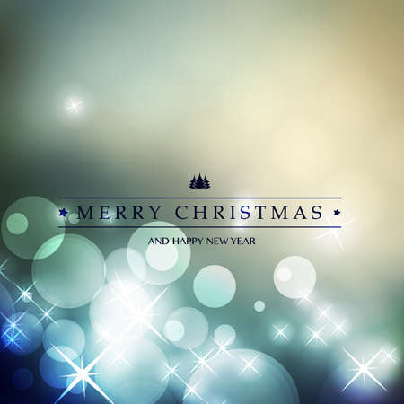 Colorful Happy Holidays, Merry Christmas Greeting Card With Label on a Sparkling Blurred Backgroundのイラスト素材