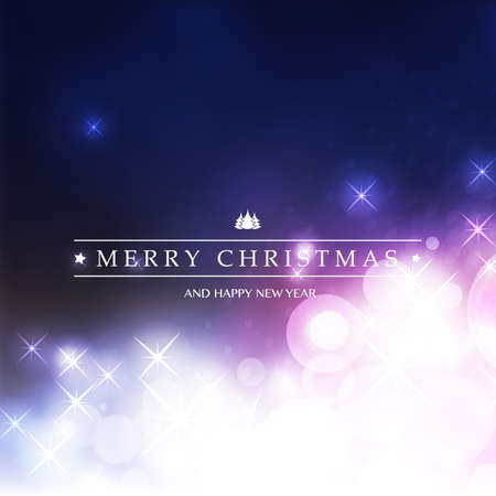 Colorful Happy Holidays, Merry Christmas Greeting Card With Label on a Sparkling Blurred Backgroundのイラスト素材