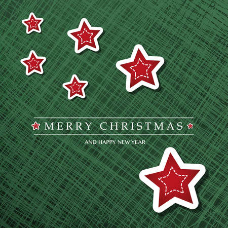 Merry Christmas - Colorful Modern Style Happy Holidays Greeting Card with Label and Red Stars on Abstract Backgroundのイラスト素材