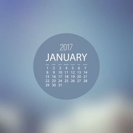 Monthly Calendar Design, 2017 January - Vector Illustration