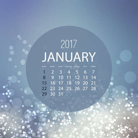 Monthly Calendar Design, 2017 January - Vector Illustrationのイラスト素材