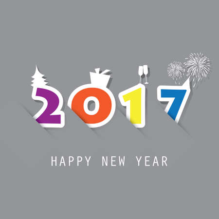 Best Wishes - Simple Colorful New Year Card, Cover or Background Design Template - 2017
