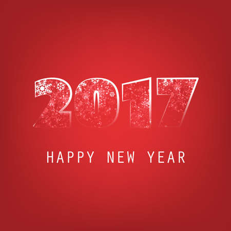 Simple White And Red New Year Card, Cover or Background Design Template - 2017のイラスト素材