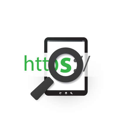 HTTPS Protocol - Safe and Secure Browsing on Mobile Computerのイラスト素材